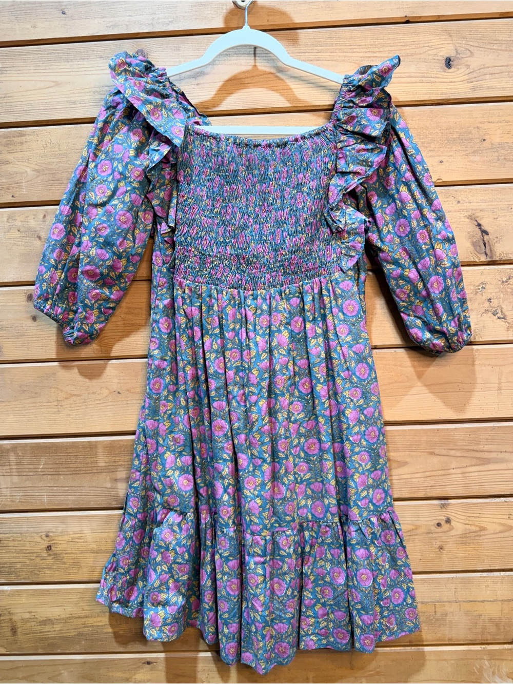 Victoria Dunn Floral Smocked Ruffle Mini Dress Small NWOT